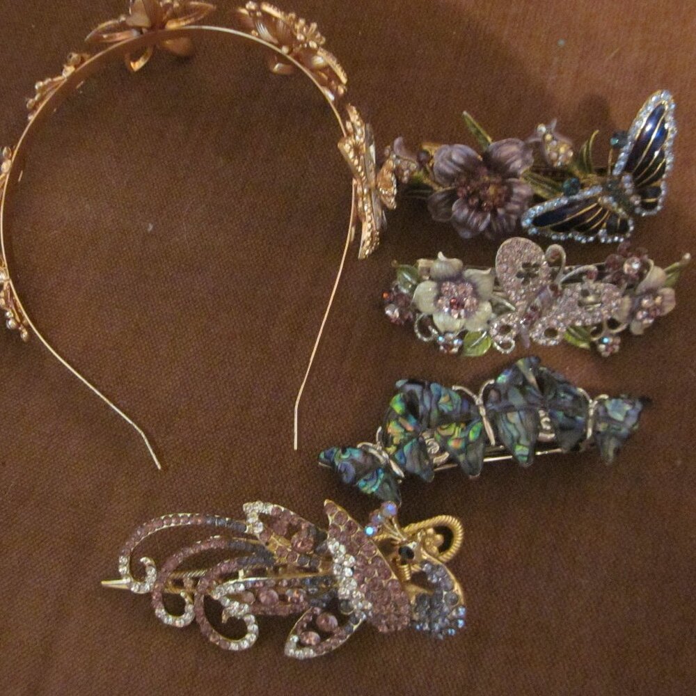 5 pc Metal Rhinestone Crystal Hair Accessories Barrettes